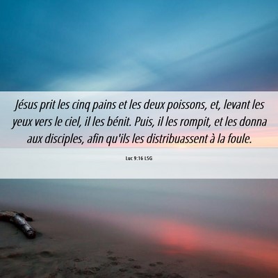 Picture 06 - Luc 9:16 LSG - Jésus prit les cinq pains et les deux poissons, - Bible Verse Picture