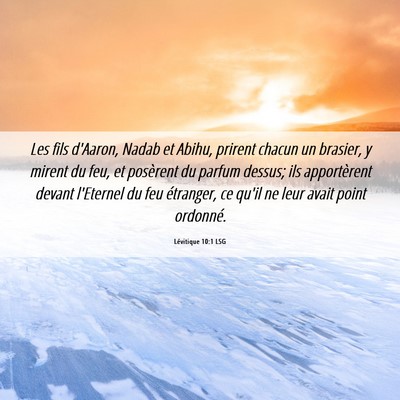 Picture 06 - Lévitique 10:1 LSG - Les fils d'Aaron, Nadab et Abihu, prirent chacun - Bible Verse Picture