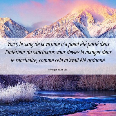 Picture 06 - Lévitique 10:18 LSG - Voici, le sang de la victime n'a point été - Bible Verse Picture