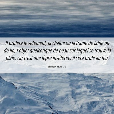 Picture 06 - Lévitique 13:52 LSG - Il brûlera le vêtement, la chaîne ou la trame - Bible Verse Picture