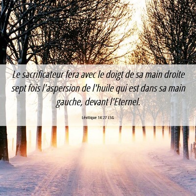 Picture 06 - Lévitique 14:27 LSG - Le sacrificateur fera avec le doigt de sa main - Bible Verse Picture