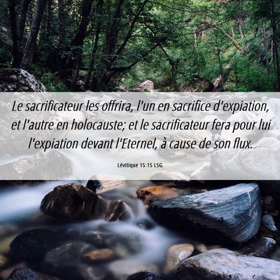 Picture 06 - Lévitique 15:15 LSG - Le sacrificateur les offrira, l'un en sacrifice - Bible Verse Picture