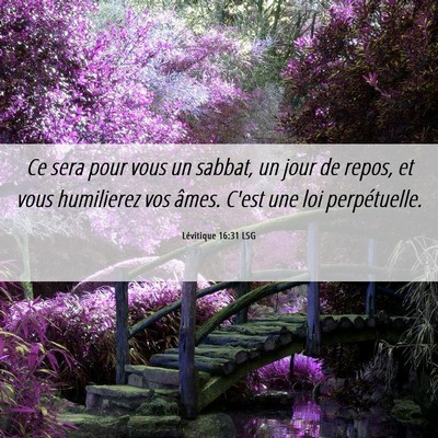 Picture 06 - Lévitique 16:31 LSG - Ce sera pour vous un sabbat, un jour de repos, et - Bible Verse Picture