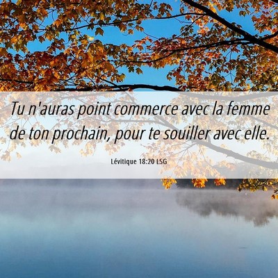 Picture 06 - Lévitique 18:20 LSG - Tu n'auras point commerce avec la femme de ton - Bible Verse Picture