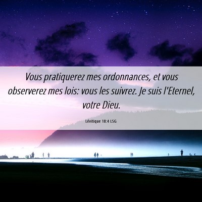 Picture 06 - Lévitique 18:4 LSG - Vous pratiquerez mes ordonnances, et vous - Bible Verse Picture