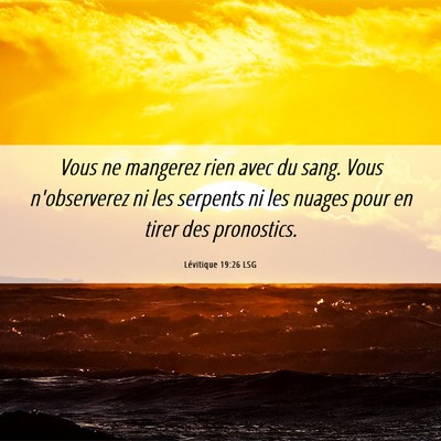 Picture 06 - Lévitique 19:26 LSG - Vous ne mangerez rien avec du sang. Vous - Bible Verse Picture