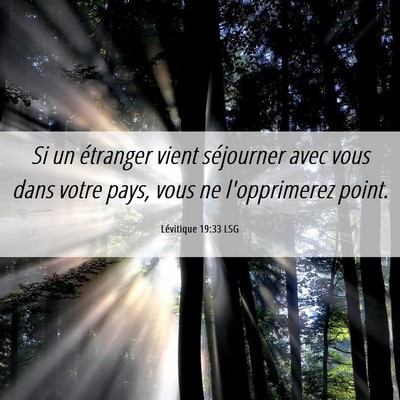 Picture 06 - Lévitique 19:33 LSG - Si un étranger vient séjourner avec vous dans - Bible Verse Picture