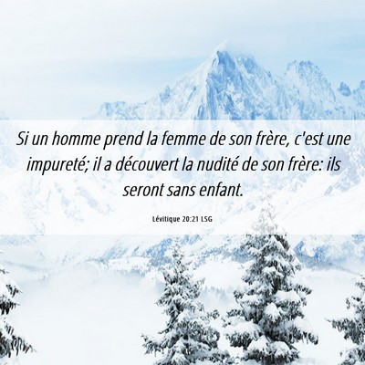 Picture 06 - Lévitique 20:21 LSG - Si un homme prend la femme de son frère, c'est - Bible Verse Picture