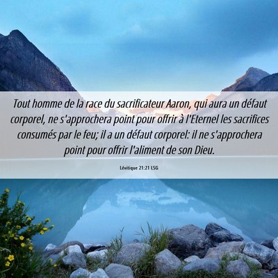 Picture 06 - Lévitique 21:21 LSG - Tout homme de la race du sacrificateur Aaron, qui - Bible Verse Picture