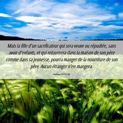 Picture 06 - Lévitique 22:13 LSG - Mais la fille d'un sacrificateur qui sera veuve - Bible Verse Picture