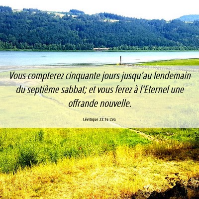 Picture 06 - Lévitique 23:16 LSG - Vous compterez cinquante jours jusqu'au lendemain - Bible Verse Picture