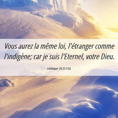 Picture 06 - Lévitique 24:22 LSG - Vous aurez la même loi, l'étranger comme - Bible Verse Picture