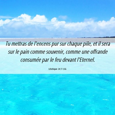 Picture 06 - Lévitique 24:7 LSG - Tu mettras de l'encens pur sur chaque pile, et il - Bible Verse Picture