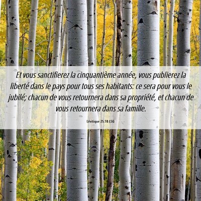 Picture 06 - Lévitique 25:10 LSG - Et vous sanctifierez la cinquantième année, - Bible Verse Picture