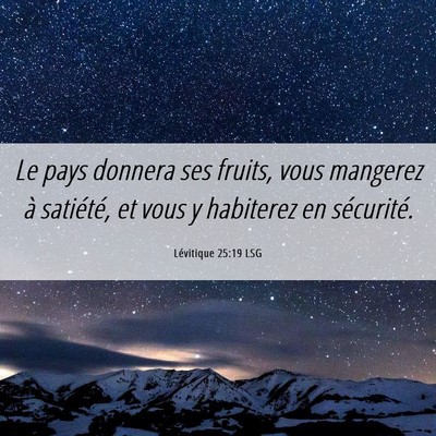 Picture 06 - Lévitique 25:19 LSG - Le pays donnera ses fruits, vous mangerez à - Bible Verse Picture
