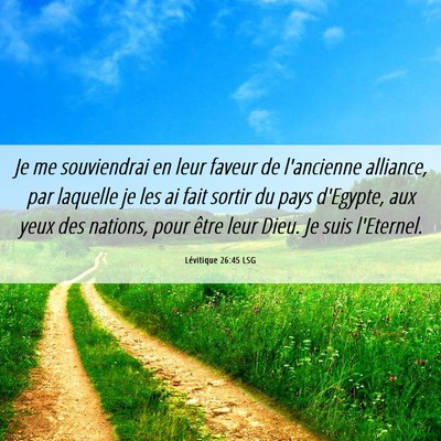 Picture 06 - Lévitique 26:45 LSG - Je me souviendrai en leur faveur de l'ancienne - Bible Verse Picture