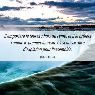 Picture 06 - Lévitique 4:21 LSG - Il emportera le taureau hors du camp, et il le - Bible Verse Picture