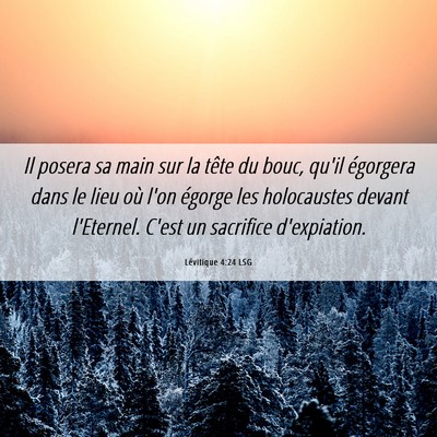 Picture 06 - Lévitique 4:24 LSG - Il posera sa main sur la tête du bouc, qu'il - Bible Verse Picture