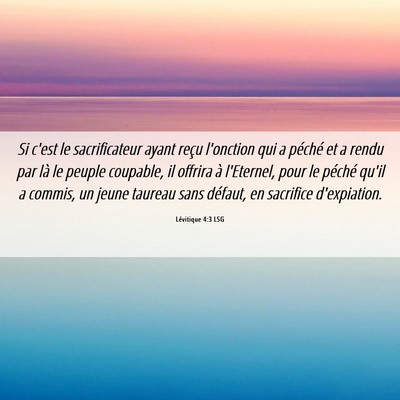 Picture 06 - Lévitique 4:3 LSG - Si c'est le sacrificateur ayant reçu l'onction - Bible Verse Picture