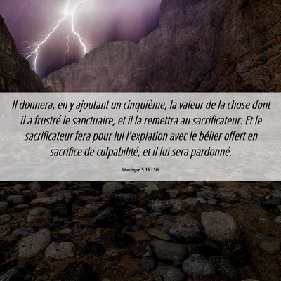 Picture 06 - Lévitique 5:16 LSG - Il donnera, en y ajoutant un cinquième, la - Bible Verse Picture
