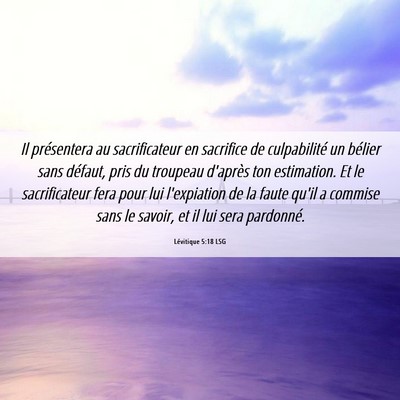 Picture 06 - Lévitique 5:18 LSG - Il présentera au sacrificateur en sacrifice de - Bible Verse Picture