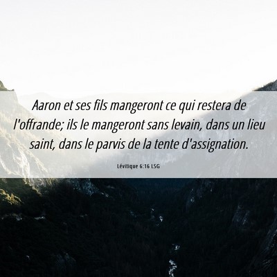 Picture 06 - Lévitique 6:16 LSG - Aaron et ses fils mangeront ce qui restera de - Bible Verse Picture