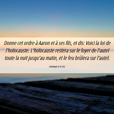 Picture 06 - Lévitique 6:9 LSG - Donne cet ordre à Aaron et à ses fils, et dis: - Bible Verse Picture