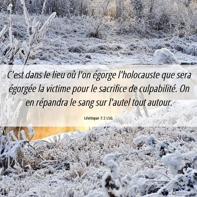 Picture 06 - Lévitique 7:2 LSG - C'est dans le lieu où l'on égorge l'holocauste - Bible Verse Picture