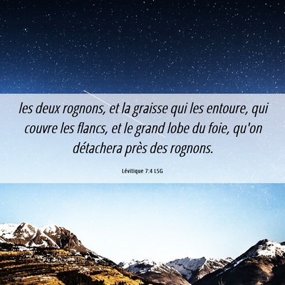 Picture 06 - Lévitique 7:4 LSG - les deux rognons, et la graisse qui les entoure, - Bible Verse Picture