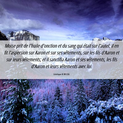 Picture 06 - Lévitique 8:30 LSG - Moïse prit de l'huile d'onction et du sang qui - Bible Verse Picture