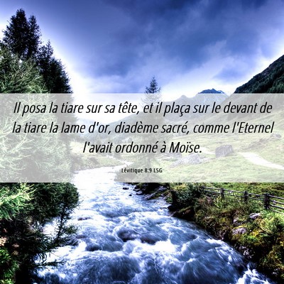 Picture 06 - Lévitique 8:9 LSG - Il posa la tiare sur sa tête, et il plaça sur - Bible Verse Picture
