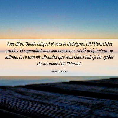 Picture 06 - Malachie 1:13 LSG - Vous dites: Quelle fatigue! et vous le - Bible Verse Picture