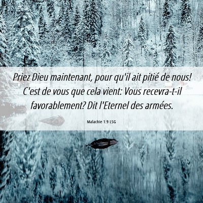 Picture 06 - Malachie 1:9 LSG - Priez Dieu maintenant, pour qu'il ait pitié de - Bible Verse Picture