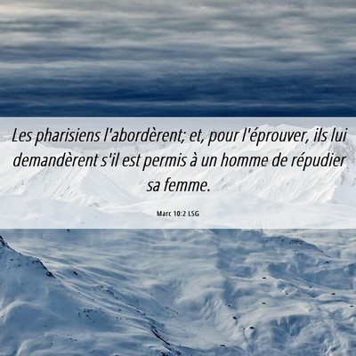 Picture 06 - Marc 10:2 LSG - Les pharisiens l'abordèrent; et, pour - Bible Verse Picture