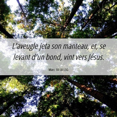 Picture 06 - Marc 10:50 LSG - L'aveugle jeta son manteau, et, se levant d'un - Bible Verse Picture
