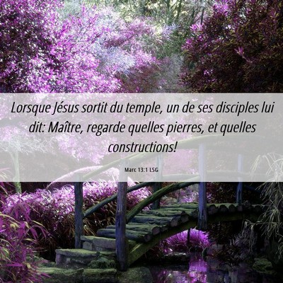 Picture 06 - Marc 13:1 LSG - Lorsque Jésus sortit du temple, un de ses - Bible Verse Picture