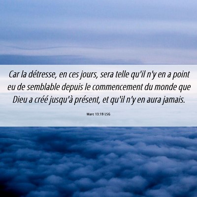 Picture 06 - Marc 13:19 LSG - Car la détresse, en ces jours, sera telle qu'il - Bible Verse Picture