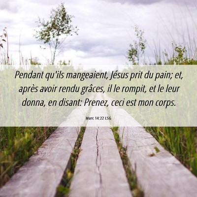 Picture 06 - Marc 14:22 LSG - Pendant qu'ils mangeaient, Jésus prit du pain; - Bible Verse Picture