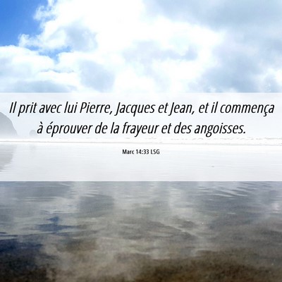 Picture 06 - Marc 14:33 LSG - Il prit avec lui Pierre, Jacques et Jean, et il - Bible Verse Picture