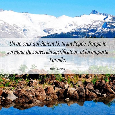 Picture 06 - Marc 14:47 LSG - Un de ceux qui étaient là, tirant l'épée, - Bible Verse Picture