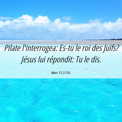 Picture 06 - Marc 15:2 LSG - Pilate l'interrogea: Es-tu le roi des Juifs? - Bible Verse Picture