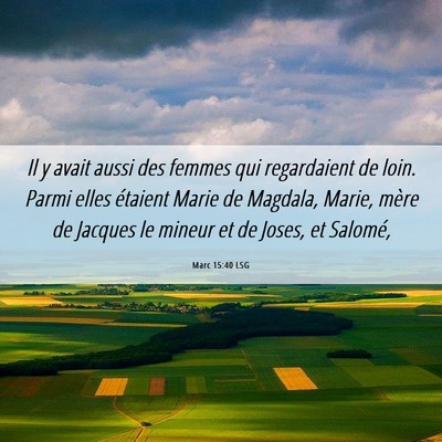 Picture 06 - Marc 15:40 LSG - Il y avait aussi des femmes qui regardaient de - Bible Verse Picture