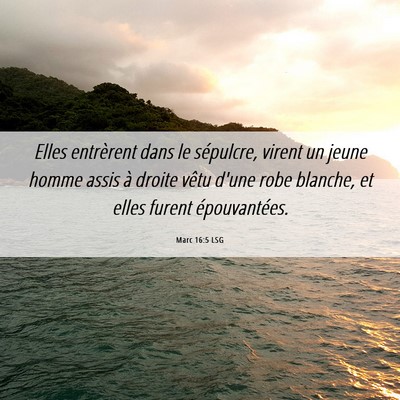 Picture 06 - Marc 16:5 LSG - Elles entrèrent dans le sépulcre, virent un - Bible Verse Picture