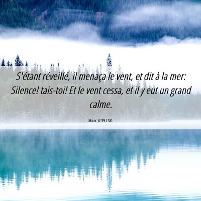 Picture 06 - Marc 4:39 LSG - S'étant réveillé, il menaça le vent, et dit - Bible Verse Picture