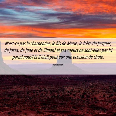 Picture 06 - Marc 6:3 LSG - N'est-ce pas le charpentier, le fils de Marie, le - Bible Verse Picture