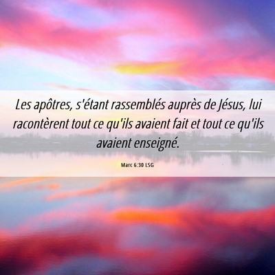 Picture 06 - Marc 6:30 LSG - Les apôtres, s'étant rassemblés auprès de - Bible Verse Picture