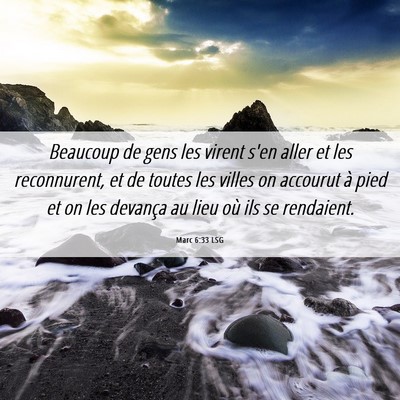 Picture 06 - Marc 6:33 LSG - Beaucoup de gens les virent s'en aller et les - Bible Verse Picture