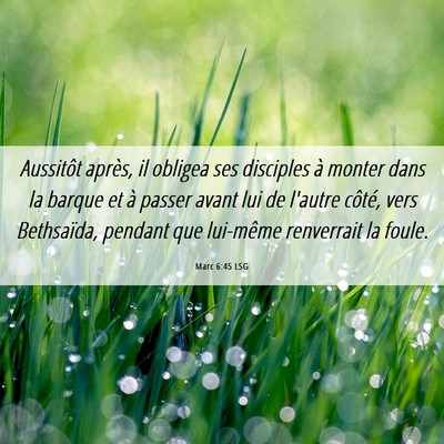 Picture 06 - Marc 6:45 LSG - Aussitôt après, il obligea ses disciples à - Bible Verse Picture