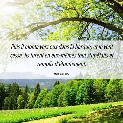 Picture 06 - Marc 6:51 LSG - Puis il monta vers eux dans la barque, et le vent - Bible Verse Picture