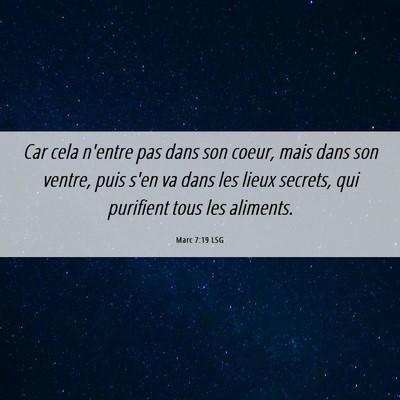 Picture 06 - Marc 7:19 LSG - Car cela n'entre pas dans son coeur, mais dans - Bible Verse Picture